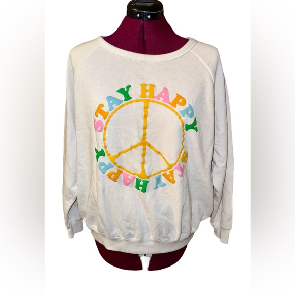 33 Revolutions XXL Stay Happy Crew Neck Sweatshirt NWOT - Picture 2 of 4